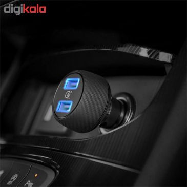 شارژر فندکی انکر مدل A2228 PowerDrive Speed 2 Ports With Quick Charge 3.0 به همراه کابل تبدیل لایتنینگ